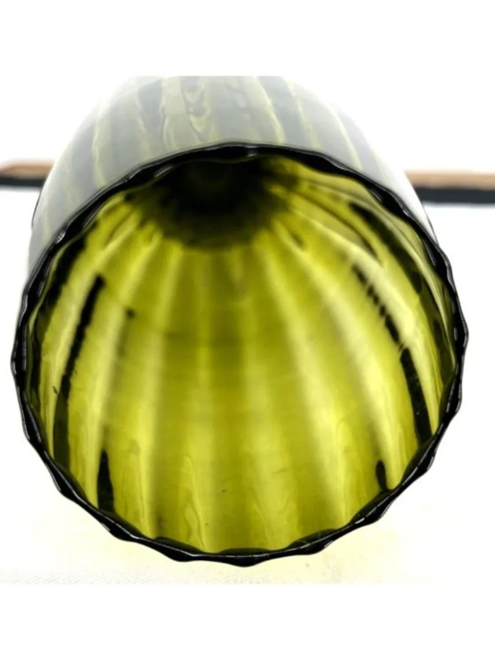 Empoli Vase Green Optic Art Glass Vase 15” Footed Ribbed MCM Vintage